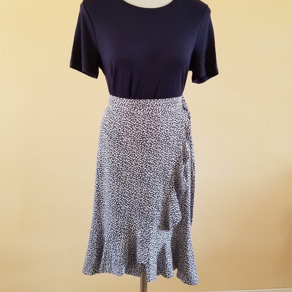 NWT MICHAEL Kors Floral Faux-Wrap Ruffle Skirt. - Picture 3 of 6